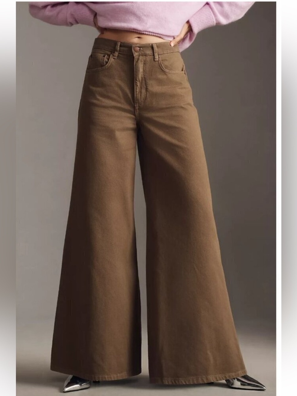 Anthropologie Pilcro Moss Wide-Leg High-Rise Puddle Jeans Size 27 Retro Flare - Picture 2 of 15